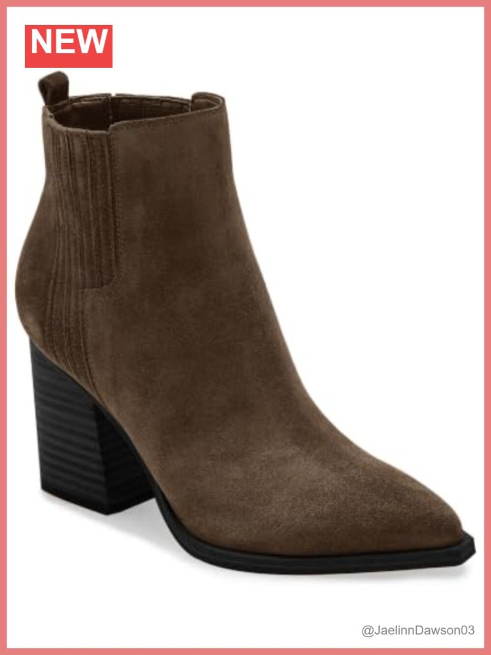 Faux Suede Ankle Boots with Stacked Heel and Faux Fur Lining - Women's Booties